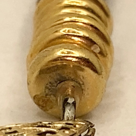 Vintage 18KGF leopard skin jasper & black onyx gemstone beaded choker necklace - Picture 6 of 9